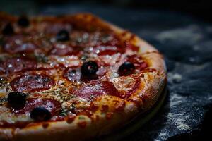 Pizza Toppings Food Background Featuring Fresh and B Ingredients photo