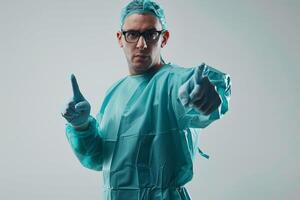 Surgeon Performing Surgery Action Pose Background photo
