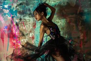Model in Avant Garde Fashion with a sophisticated and avant garde design photo