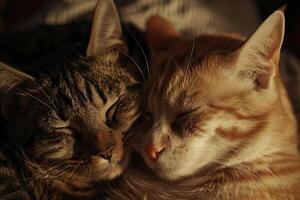 Two Cats Nuzzling Affectionate and Cozy Background photo