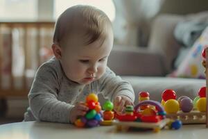 Baby Exploring Sensory Toys Playful Background photo