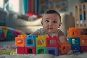Baby Exploring Educational Toys Interactive and Fun Background photo