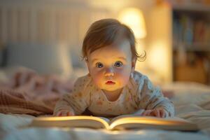 Baby Exploring Books ful and Engaging Learning Background photo
