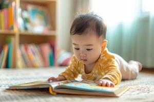 Baby Exploring Books Fun and Interactive Learning Background photo