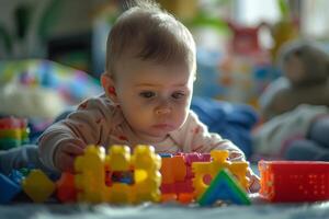 Baby Playing with Shape Sorter Toys Interactive and Engaging Background photo