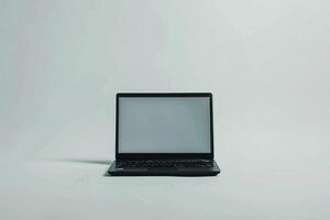 Stylish laptop mockup featuring a high tech design on a  background photo