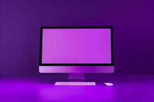 computer monitor mockup showcasing a  design on a professional background photo