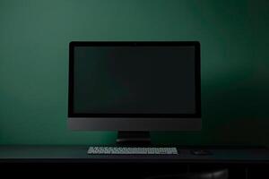 computer monitor mockup featuring a professional design on a  background photo