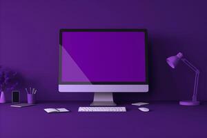 Computer monitor mockup with a design on a professional background photo
