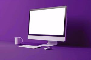 computer monitor mockup with a  display on a ist background photo