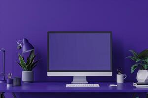 Professional computer monitor mockup with a  design photo