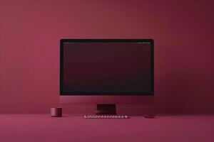 computer monitor mockup with anhigh tech design on a ist background photo