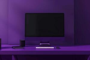 computer monitor mockup with a professional design on a background photo