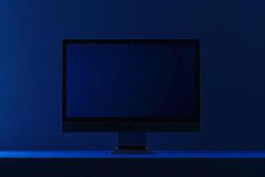 Stylish computer monitor mockup featuring a hightech design on a contemporary  background photo