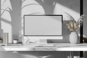 Professional Computer Monitor Mockup for Digital Presentations Background photo