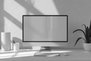 Contemporary Computer Monitor Mockup with Versatile Screen Background photo