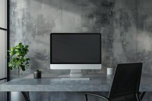 Computer Monitor Mockup with High Display Background photo