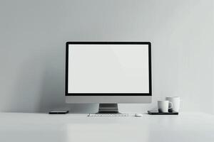 Computer Monitor Mockup with  Design Background photo
