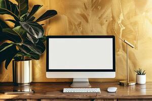Computer Monitor Mockup with istic Design Background photo