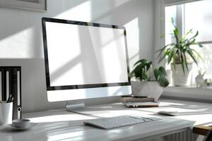 Digital Computer Monitor Mockup with  Background photo