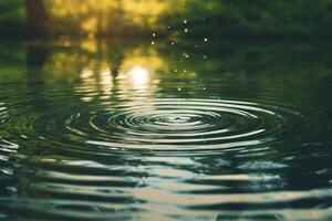 Serene Water Ripples Patterns with Calm Pond Background photo