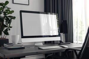 Digital Computer Monitor Mockup with Interactive Display Background photo