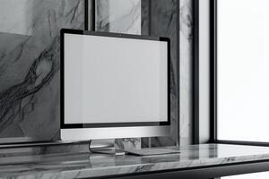 Advanced Computer Monitor Mockup with  Design Background photo