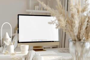 Advanced Computer Monitor Mockup with Interactive Screen Background photo