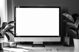 Stylish Computer Monitor Mockup with  Background photo