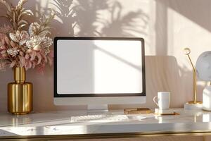 Computer Monitor Mockup with  Features Background photo