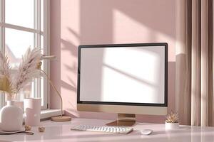 Computer Monitor Mockup with HD Display Background photo