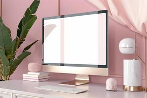 Innovative Computer Monitor Mockup with  Design Background photo