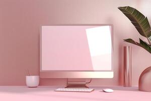 Stylish Computer Monitor Mockup with Interactive Display Background photo