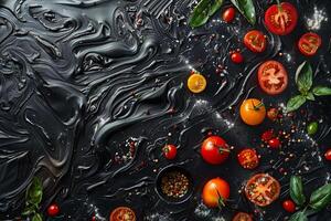 Textured Background with Pizza Ingredients photo