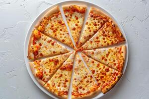 Pizza Slices Arranged in Circular Pattern on Ceramic Plate photo