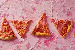 Pizza Slices Arranged Asymmetrically for Artistic Presentation photo