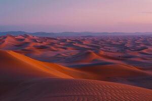 Endless Desert Dunes with a Wide Horizon Under a  Sky for Travel graphy Background photo