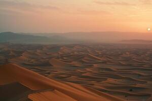 Vast Desert Landscape with Dunes Stretching into the Horizon Background photo