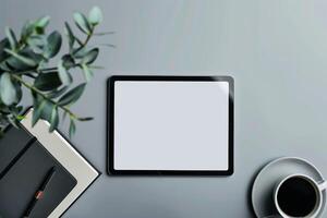 Tablet Screen Mockup Demonstrating Advanced UI Design for Apps photo