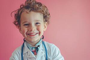 Pediatrician with Child Stethoscope and Happy Interaction Background photo