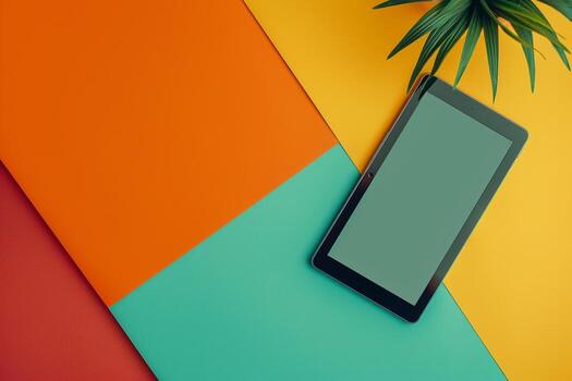 Tablet screen mockup with striking    background ing on tech innovations and  display solutions background photo