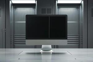 Computer Monitor Mockup Screen on Metallic  Background for  and  Tech Design photo