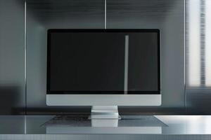 Computer Monitor Mockup Screen on Metallic  Background for  Tech Design photo
