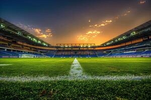 Empty Stadium with Soccer Match High Dynamic Range Background photo