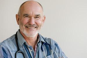 Doctor with Stethoscope and Friendly Expression in Healthcare  Background photo