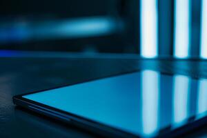 Futuristic Tablet Mockup High Tech Background photo
