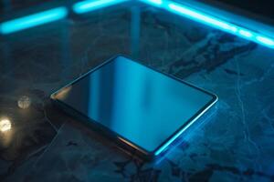Futuristic Tablet Mockup Background photo