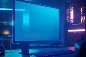 Futuristic Desktop Computer Mockup Background photo