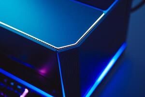 Futuristic Desktop Computer Mockup Background photo