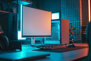 Futuristic Desktop Computer Mockup  Background photo
